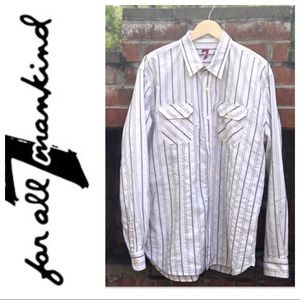 7 For All Mankind Mens Button Down Striped Shirt